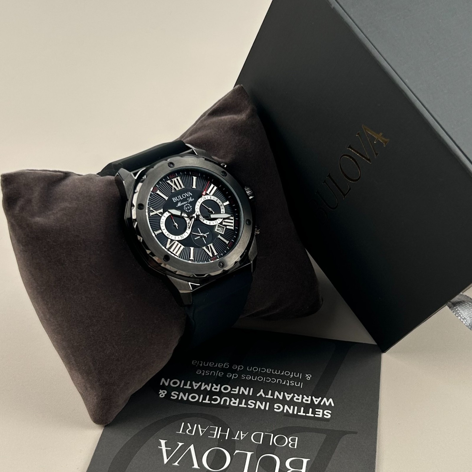 Bulova Marine Star 98B259 Chronograph Black Rubber Strap Men’s Quartz Watch