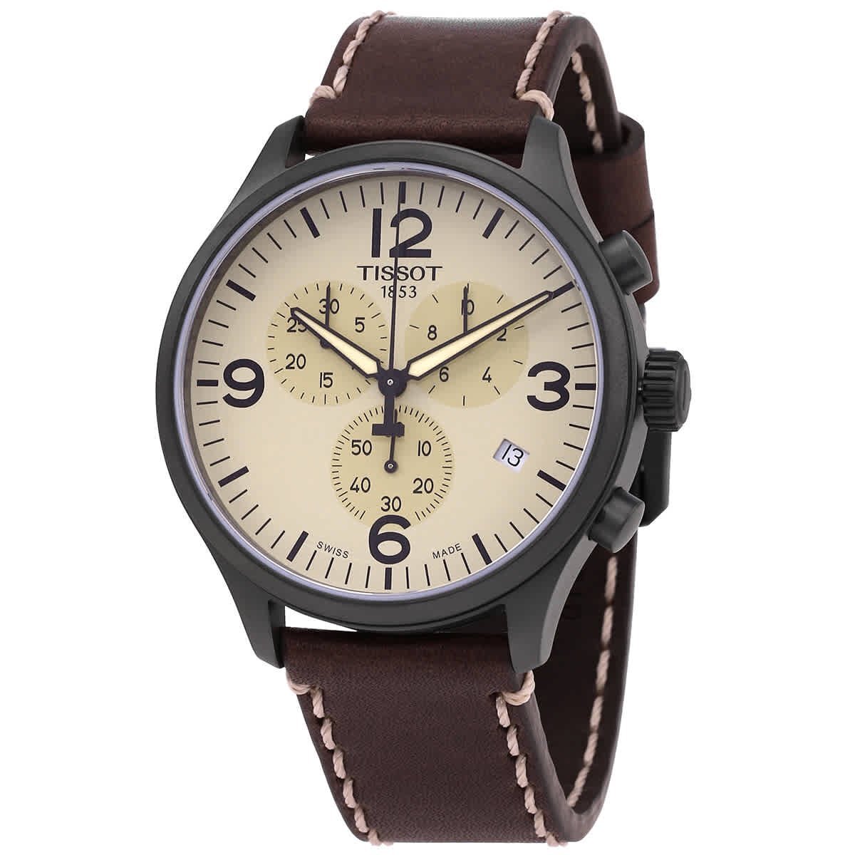 Tissot Chrono XL Beige Dial Brown Leather Strap Men’s Watch T116.617.36.267.00