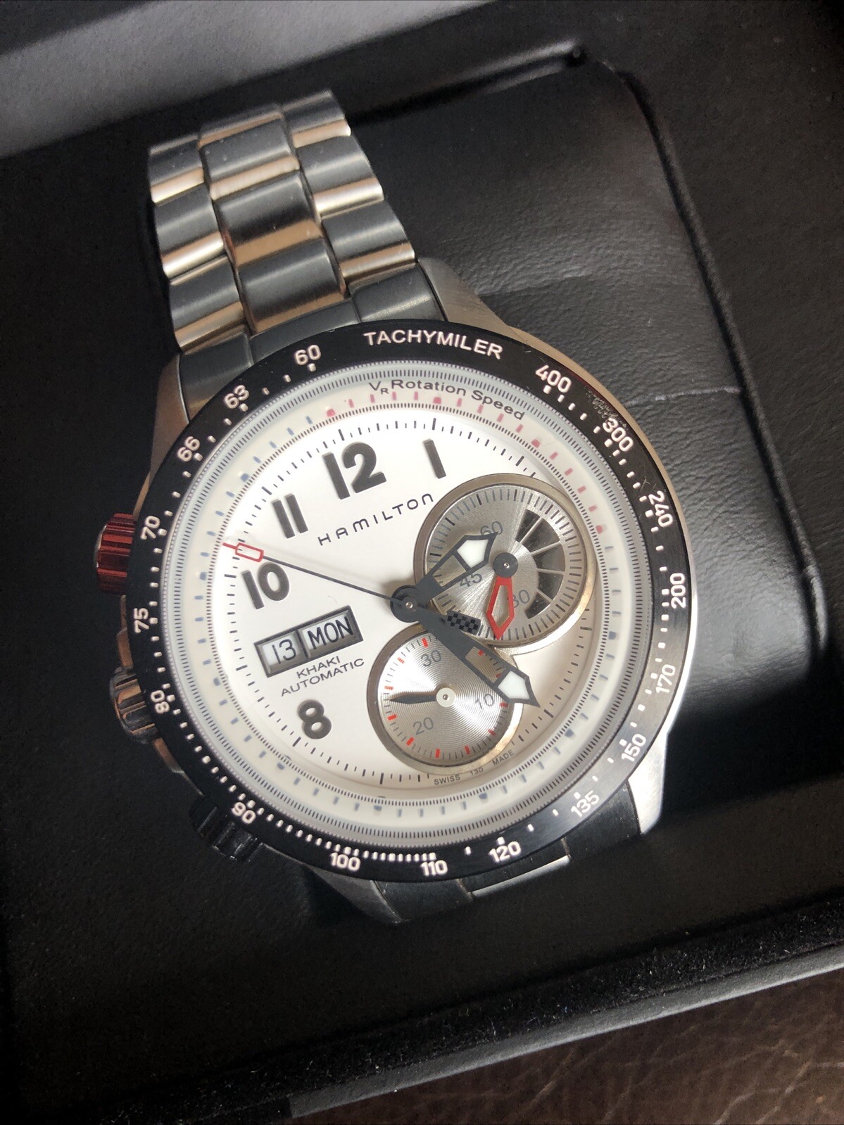 HAMILTON KHAKI TACHYMILER AUTOMATIC CHRONOGRA WRISTWATCH H717260 MINT TIMEPIECE