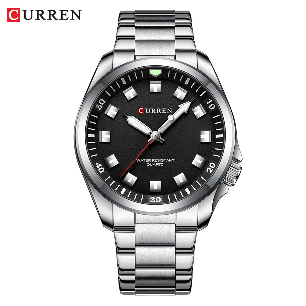 CURREN Men Quartz Watch Stainless Steel Luminous Wristwatch Male Sport Watches