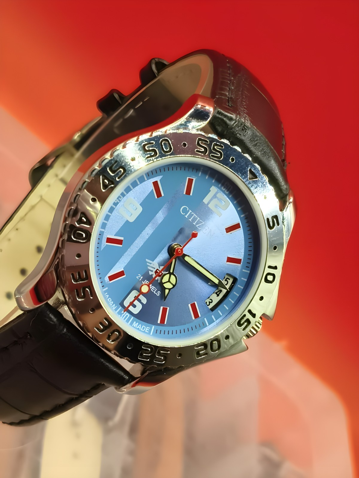 Automatic 8200 21Jewels Restored Blue Dial Date Mens Watch Vintage 45
