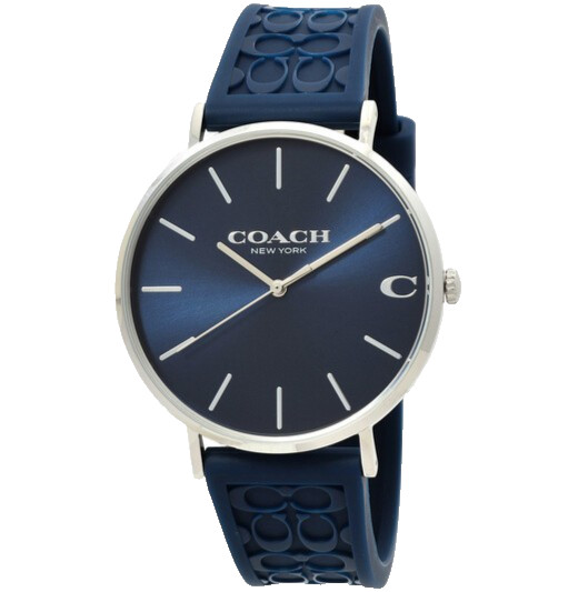 COACH CHARLES 14602634 BLUE LOGO DIAL SILICONE STRAP 41MM MENS WATCH