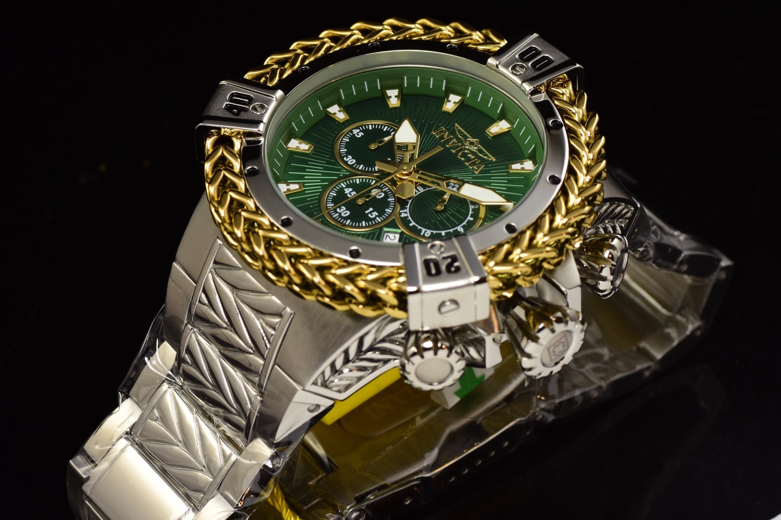 Invicta Mens Bolt HERC 54mm Chronograph Green Dial Stainless Steel Quartz Watch