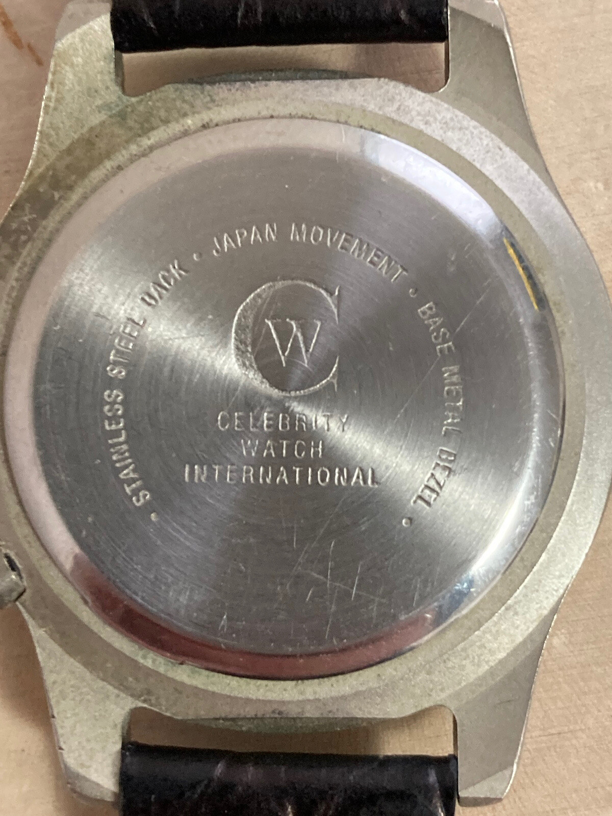 VTG Celebrity Glo-Quartz Backlit #6N30 Unadjusted Silver/Black Leather Watch