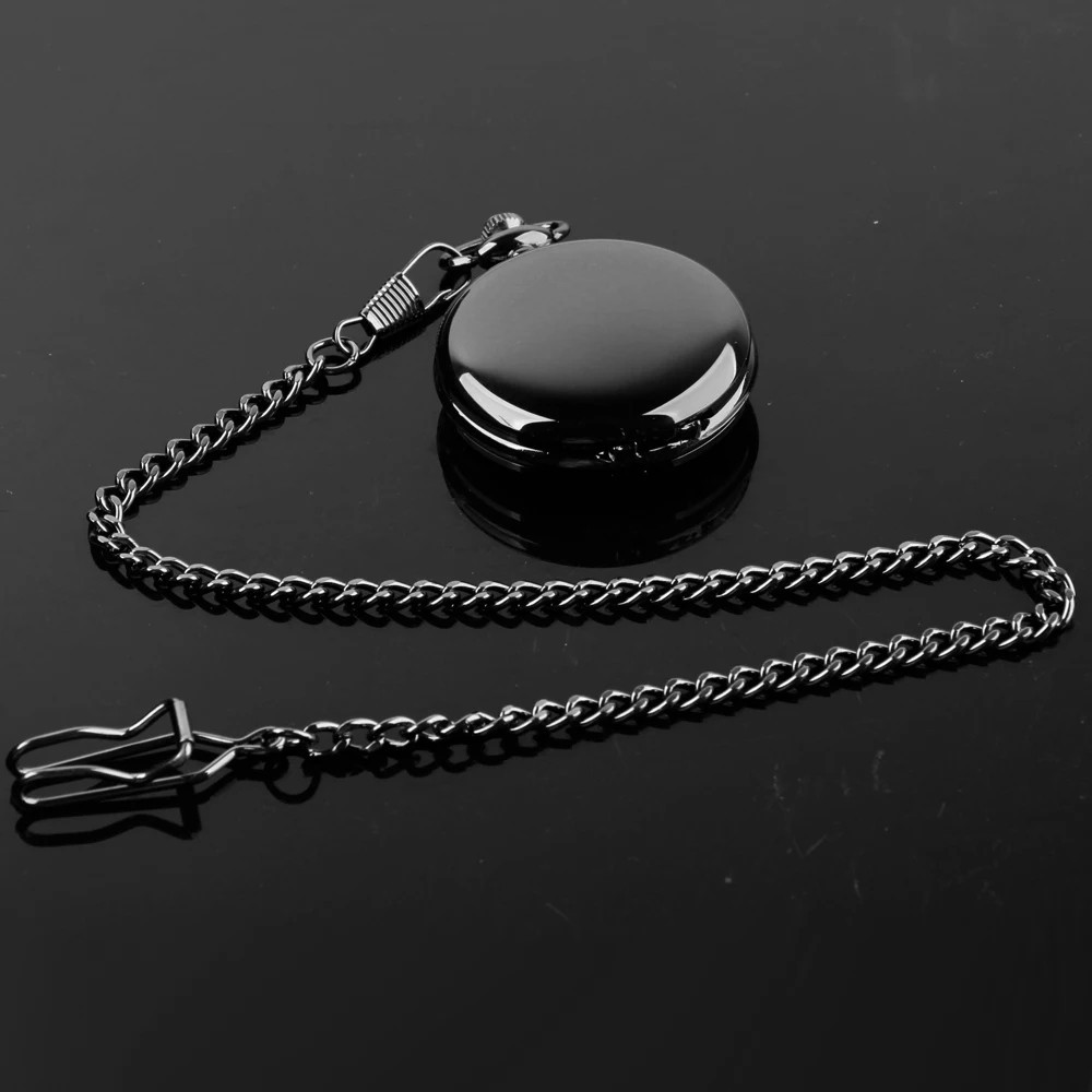 Smooth Double Hunter Case Wind Up Mechanical Fob Pocket Watch W/Chain Men Women