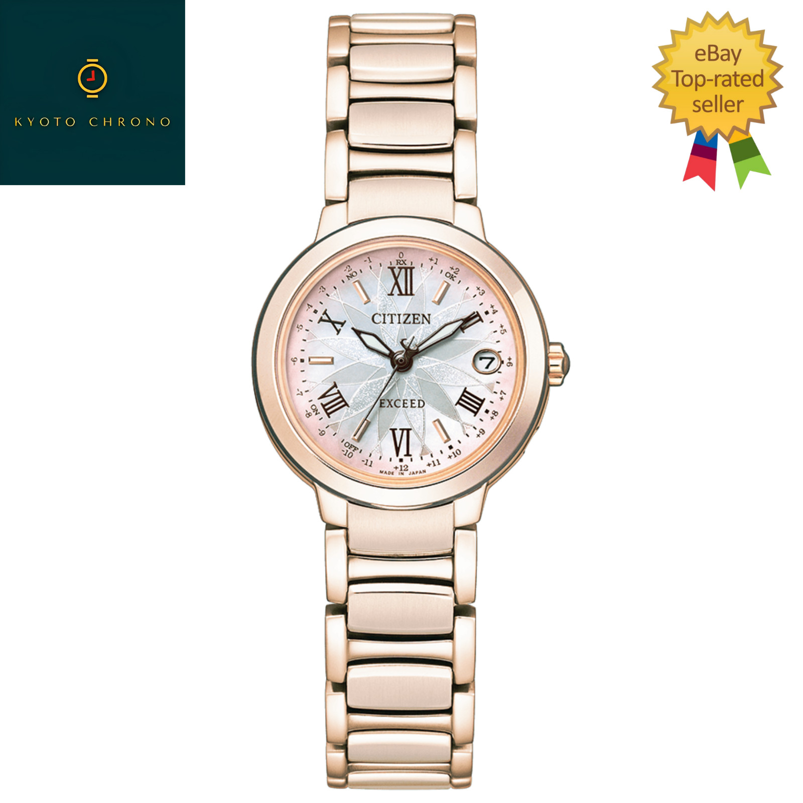 CITIZEN EXCEED ES9322-57W Silver Pink Eco-Drive Ladies Japan Watch NEW