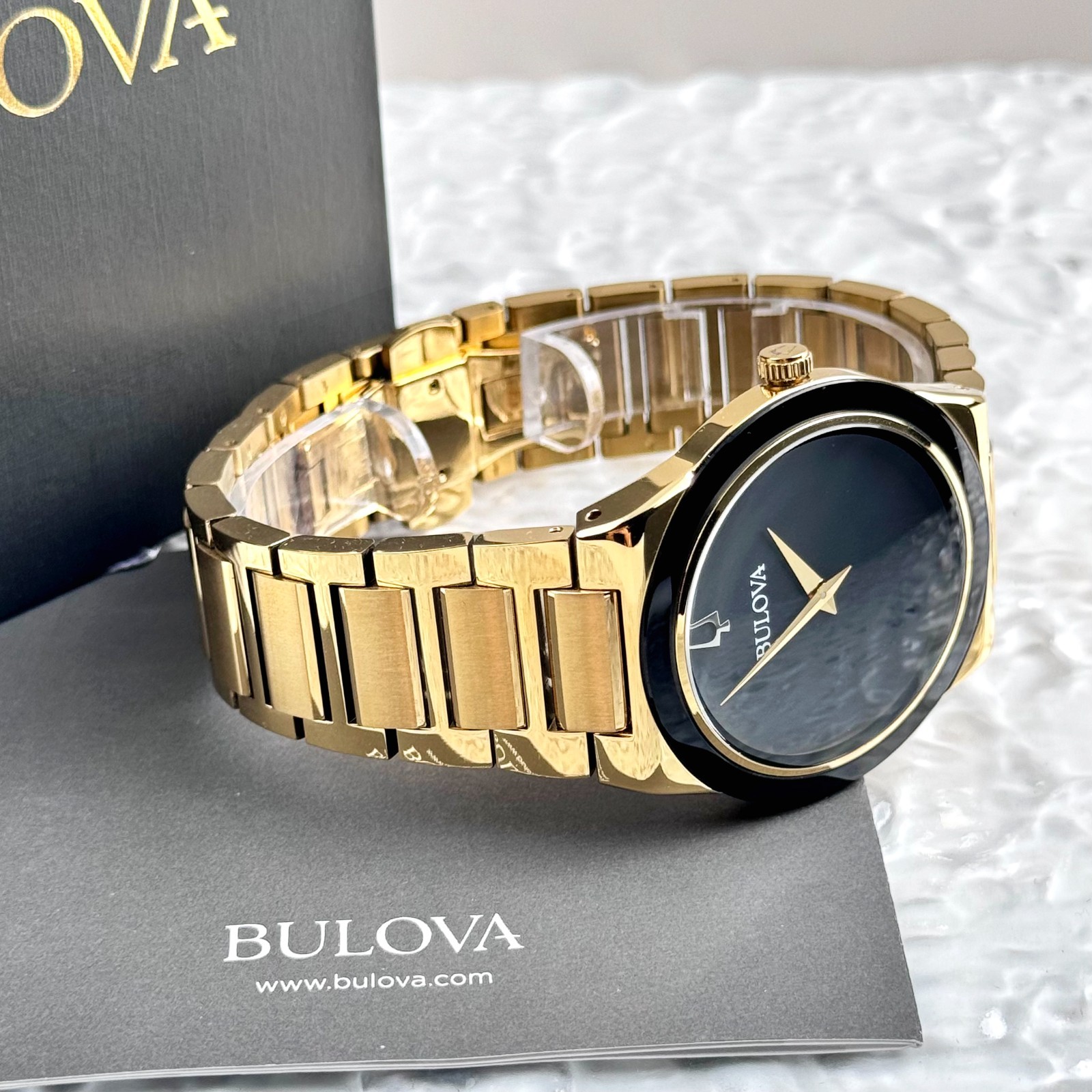 Bulova Millennia Men’s Quartz Black Dial Gold-Tone Stainless Steel Watch 97A183