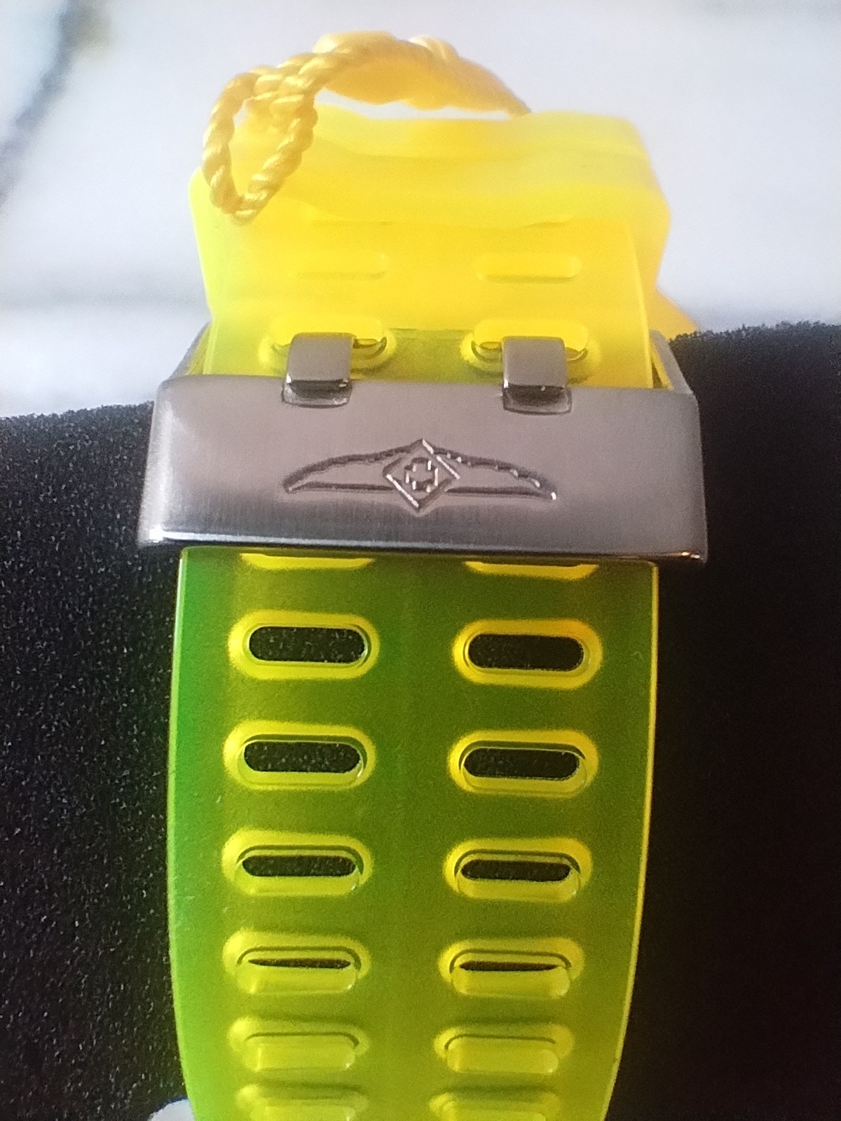 Invicta Men’s Waterproof 217399 Black Dial Yellow Silicone Band