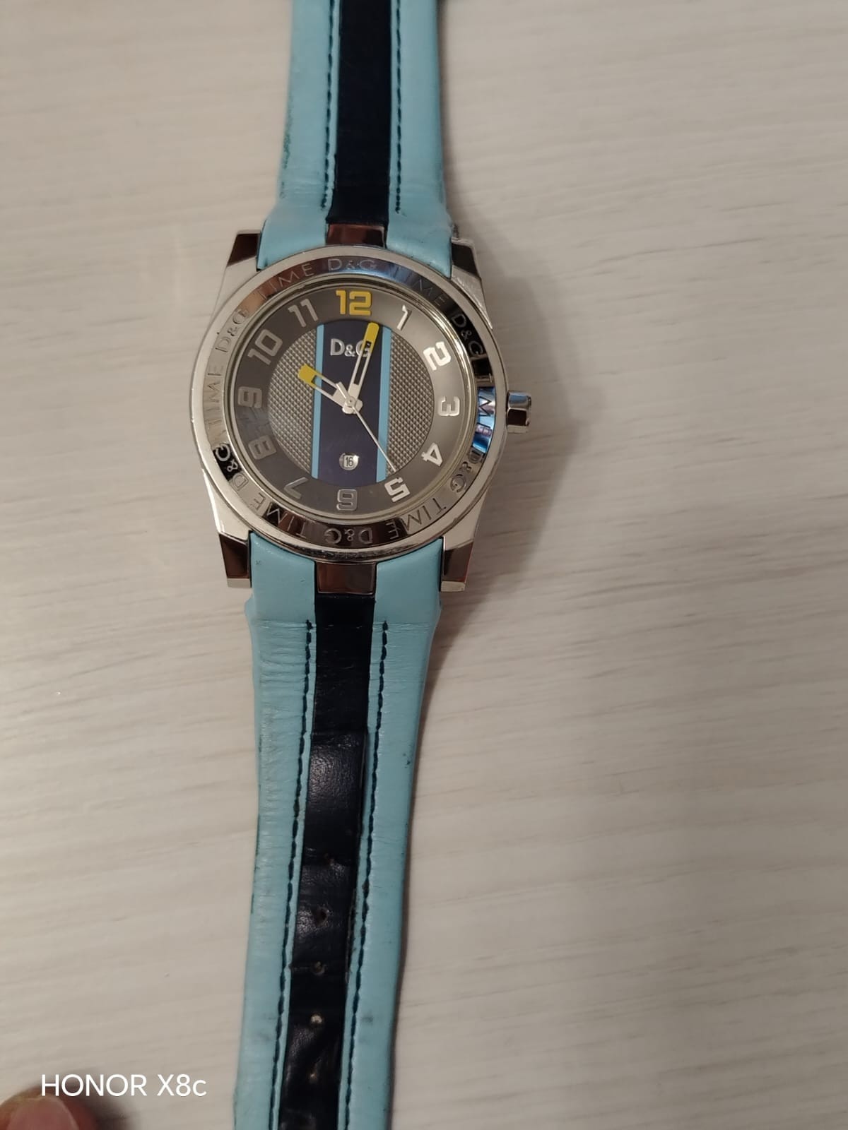 D&G Dolce & Gabbana Time Men’s Watch Stainless Steel Light Blue Leather Strap