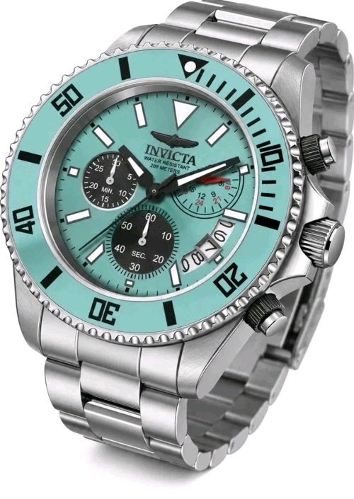 Invicta Pro Diver Mens Watch 44mm Turquoise Steel 51123 MSRP $249 WR 200M