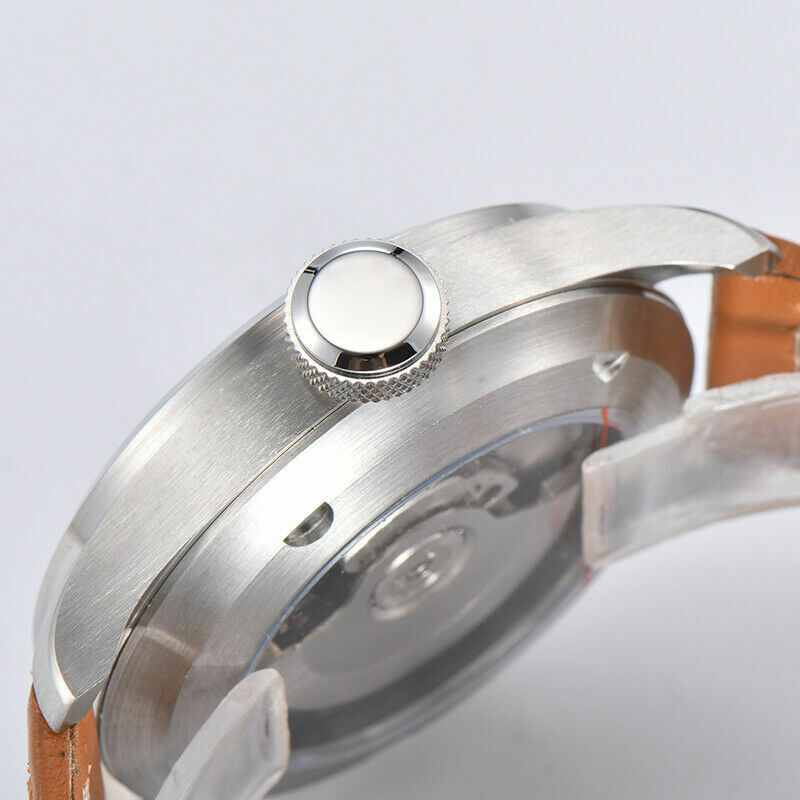 Power Reserve Movement PARNIS 46.5mm Automatic Watch for Men Retro Wristwatches