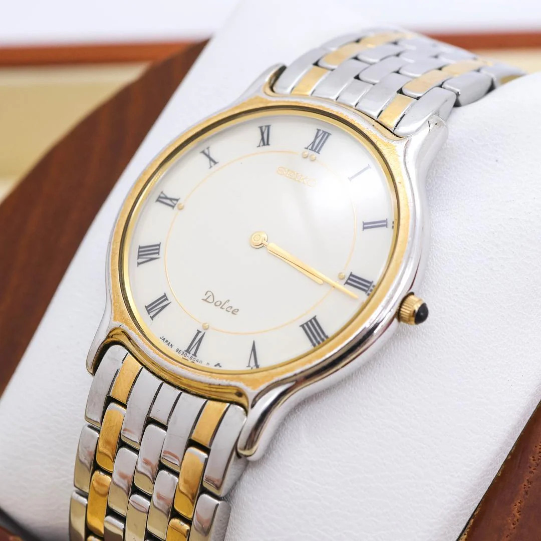 SEIKO Dolce Quartz Two-Tone White Dial Roman Numerals 35x31mm