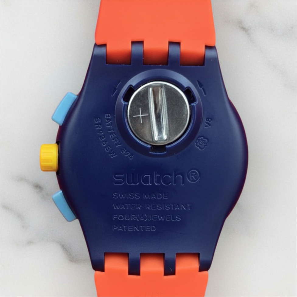 Swatch Unisex Casual Watch Orange Polymer Quartz CAMO Flash SUSI400