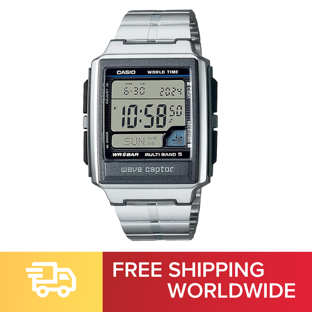 Casio WV-59RD-1AJF Series Wave Sceptor Wristwatch, Silver, Bracelet Type