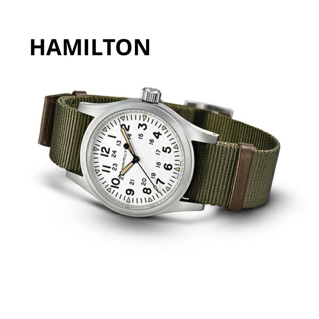 Excellent Hamilton Khaki Field Mechanic H694390 White Manual Winding With Box