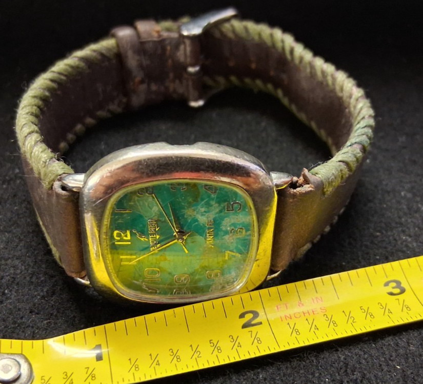 PEYOTE BIRD SANTA FE WRISTWATCH SOUTHWESTERN LOOK TURQUOISE DIAL WATCH BROKEN