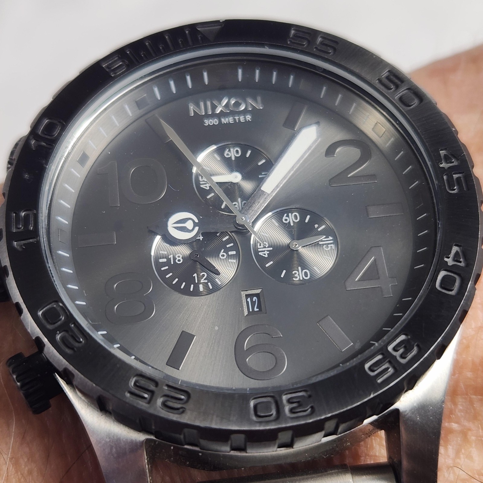 Nixon 51-30 Chrono Simplify Mens Watch 51mm Gray Dial Black Bezel 300M Steel