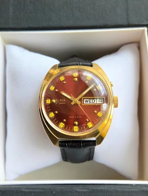 Vintage mechanical watch Slava automatic 27 jewels USSR Soviet men’s wristwatch