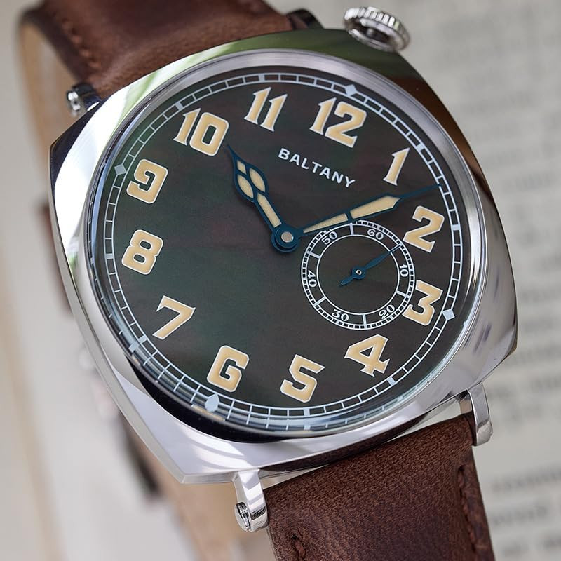 S4071 Men’s Square MOP Dial Manual Mechanical Watch with Luminous Hands