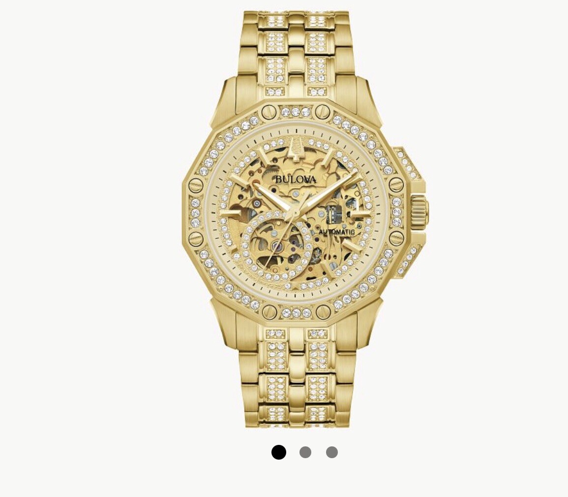 Bulova 98A292 OCTAVA AUTOMATIC MEN’S WATCH With Crystals Gold Dial