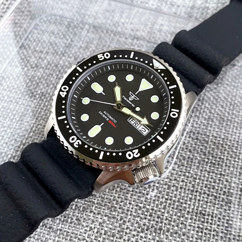 Tandorio 41mm 20ATM Black NH36A Mechanical Auto Diver Men Watch Sapphire Glass