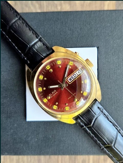 Vintage mechanical watch Slava automatic 27 jewels USSR Soviet men’s wristwatch