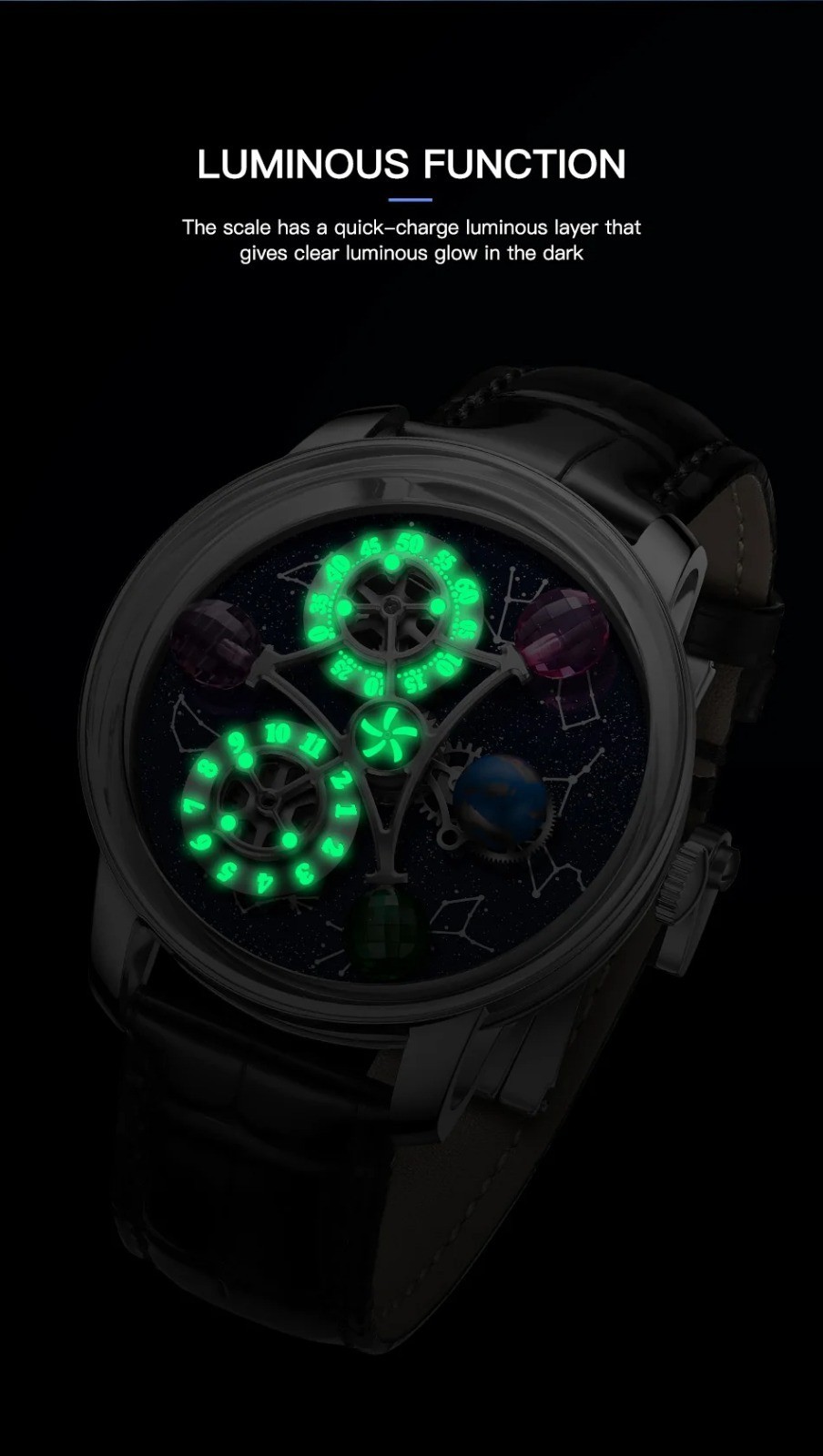 Jacob PINDU Constellation Star Mechanical Celestial Tourbillon Rotating Roulette