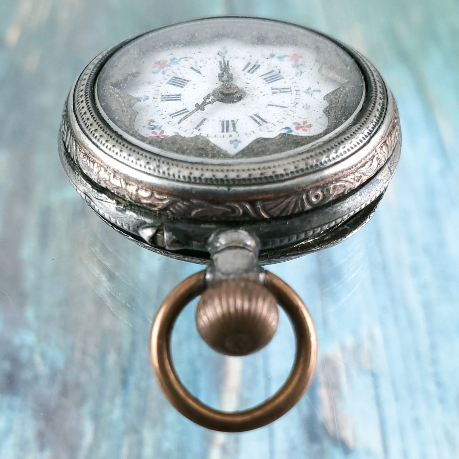 Antique Ornate Manual Wind Pocket Watch for Parts or Restoration