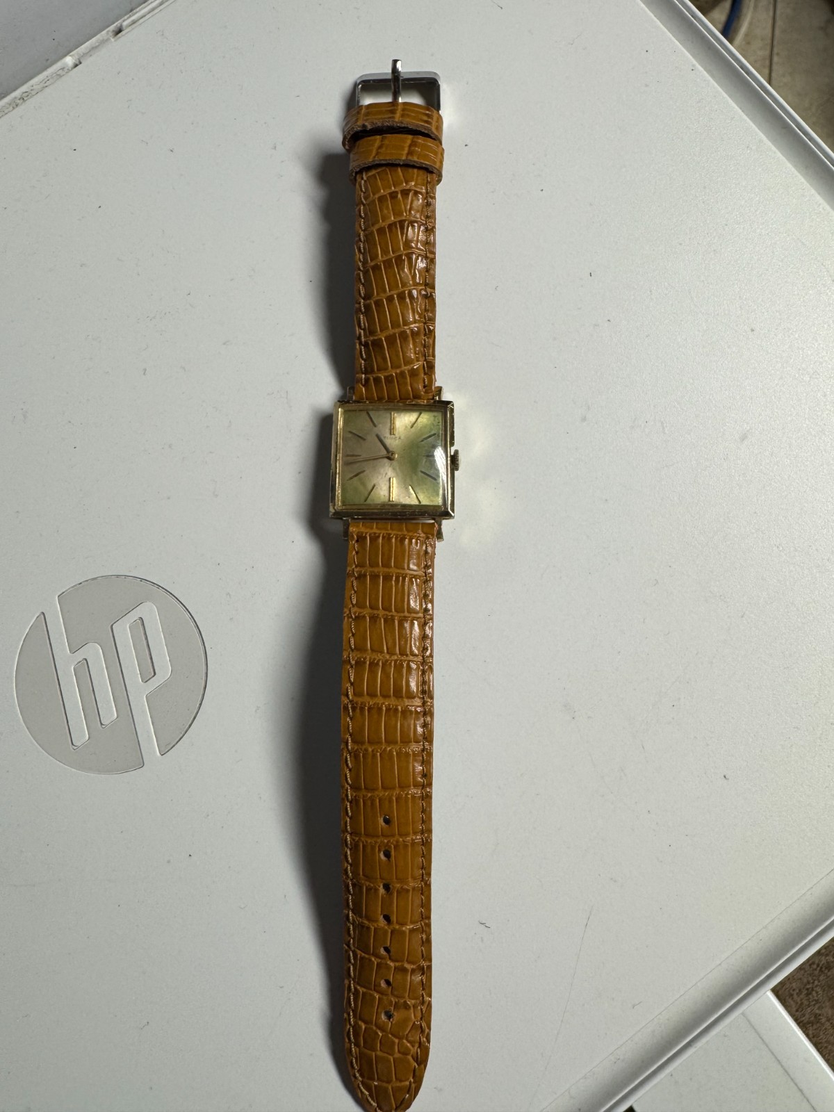 Timex Vintage 1964 Super Thin Square Aluminum Wind Up 26MM PATINA Runs Good