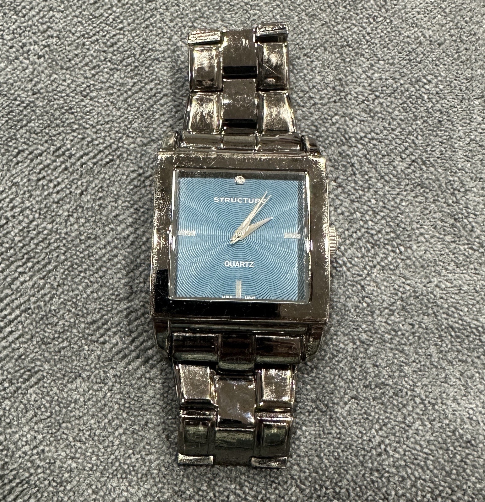Structure Men’s Quartz Watch Blue Dial Square Case Stainless Steel Bracelet