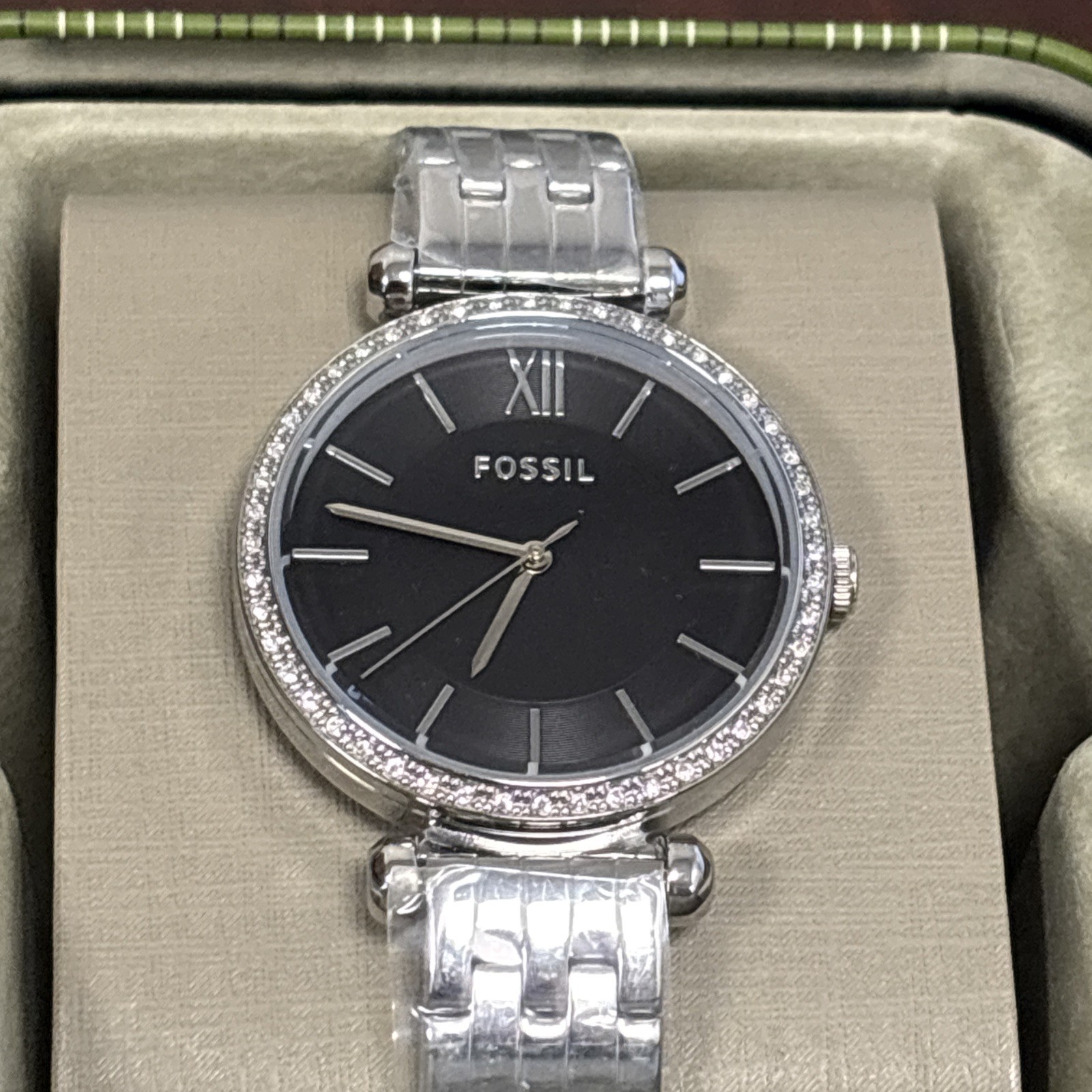 Fossil Tillie Three Hand Quartz CZ Bezel Bracelet Watch, 36mm Women’s New