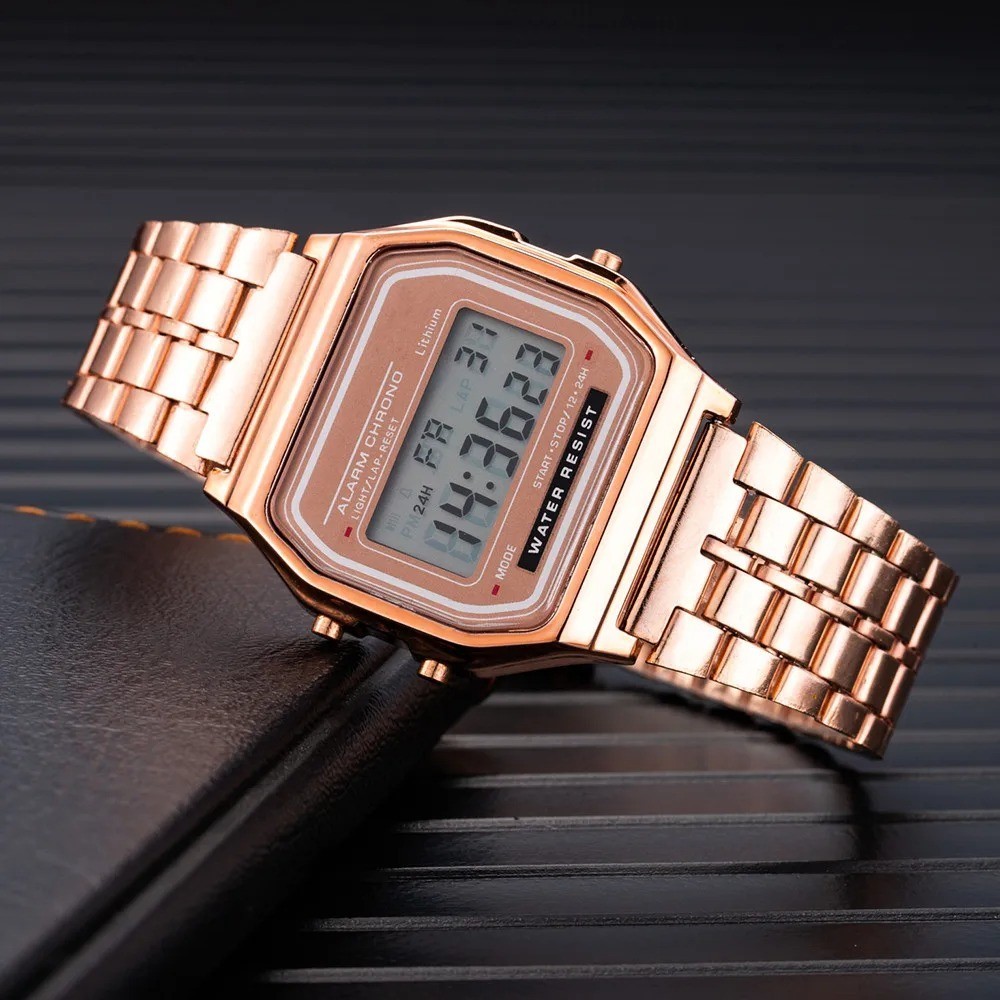Men’s Digital LED Watch Stainless Steel Band Business Style Wristwatc