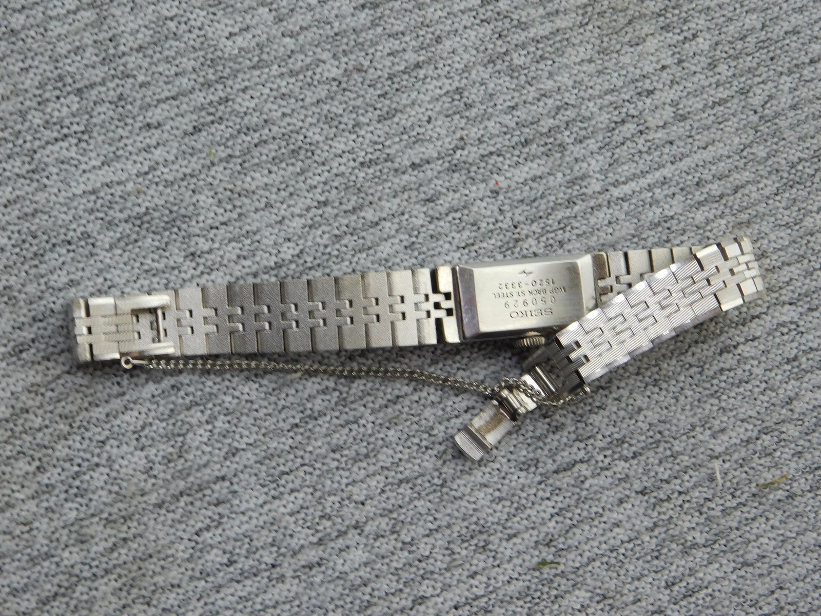 Vintage Seiko Watch Womens Rectangle 16mm White Dial Stainless Steel Bracelet