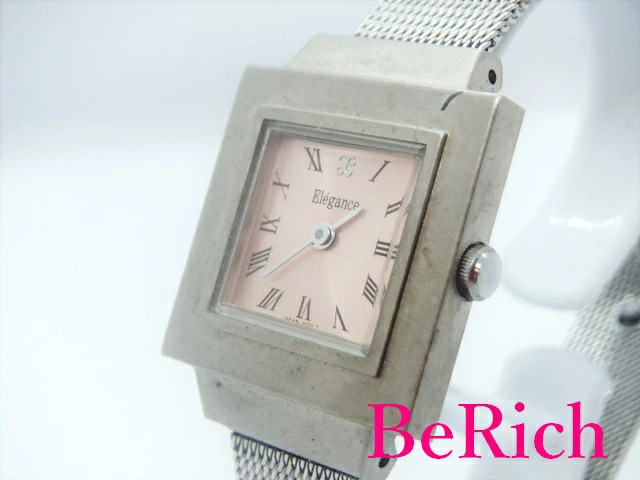 [A1R] Elegance Pink Dial SS Silver Square Analog Quartz Watch [n5x]