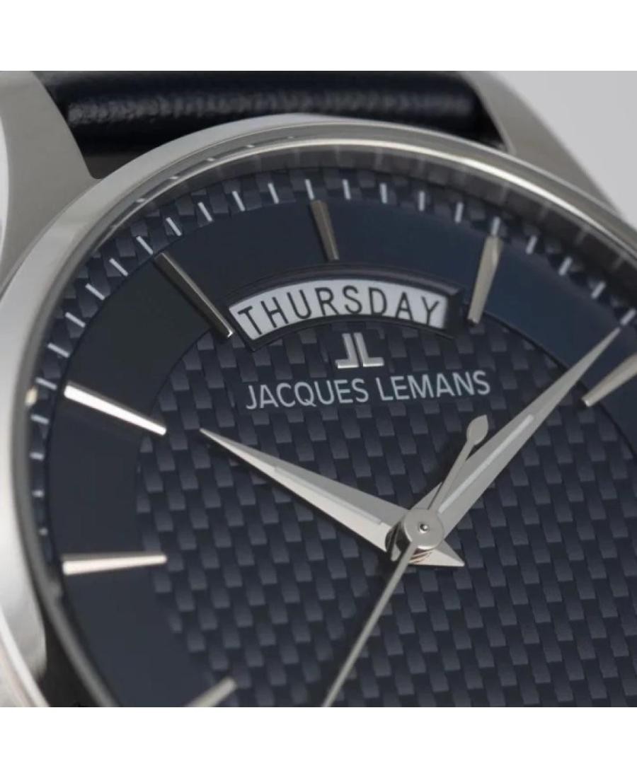 JACQUES LEMANS Men Analog Quartz Casual Watch Classic Dress Blue Dial Waterproof