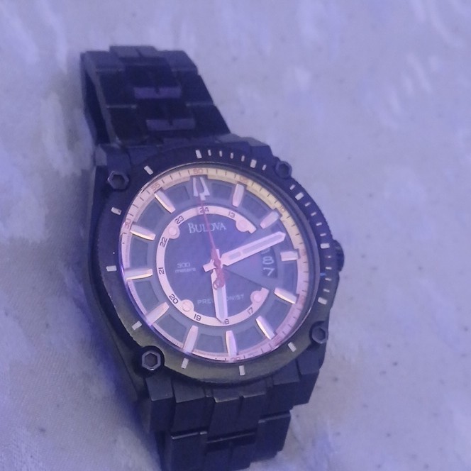 Bulova Precisionist Diver 300m 47mm Quartz Date Black Stainless Steel Watch