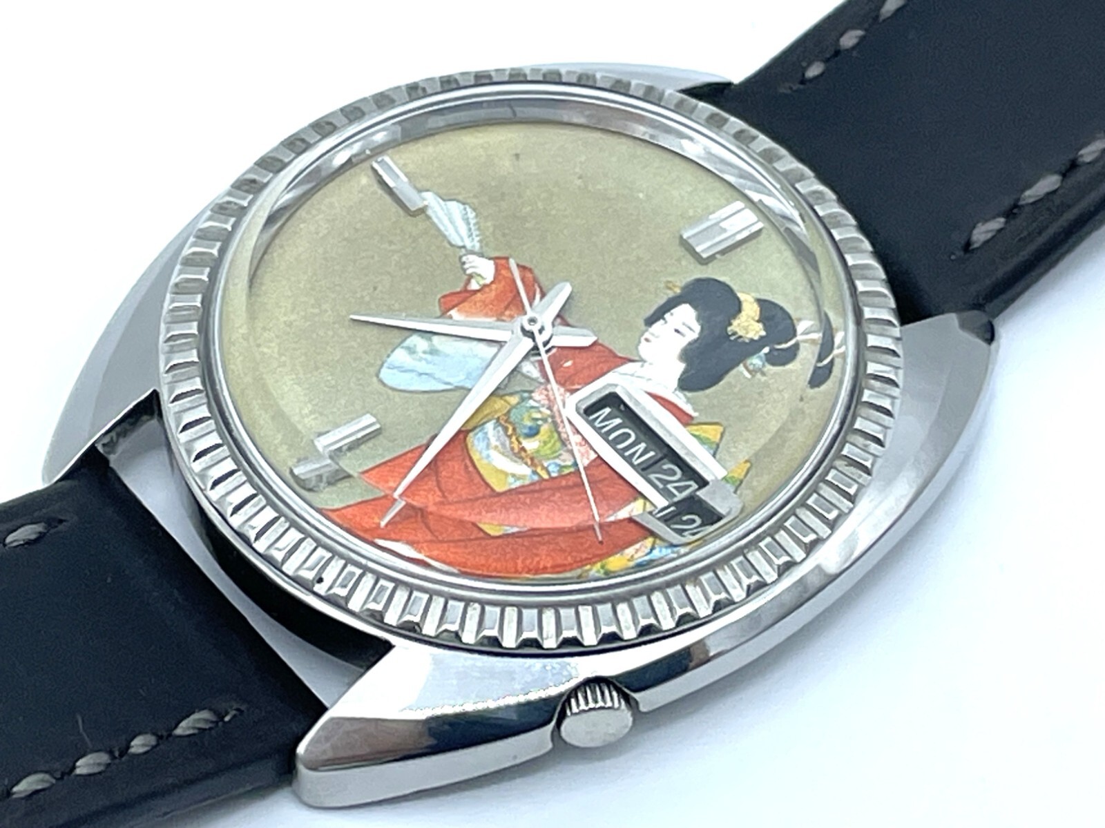 Vintage UKIYOE SEIKO 5 Automatic Watch New Glass Shouen Uemura Jonomai