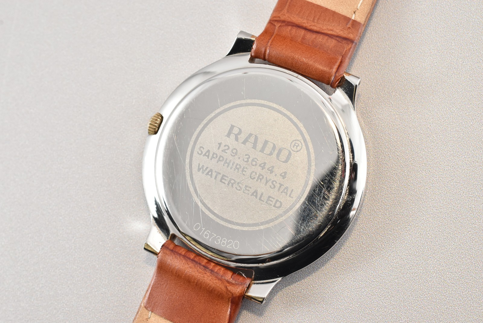 BOX ”N MINT” RADO Florence 129.3644.4 Swiss Date 32mm QZ Gold Dial Watch JAPAN