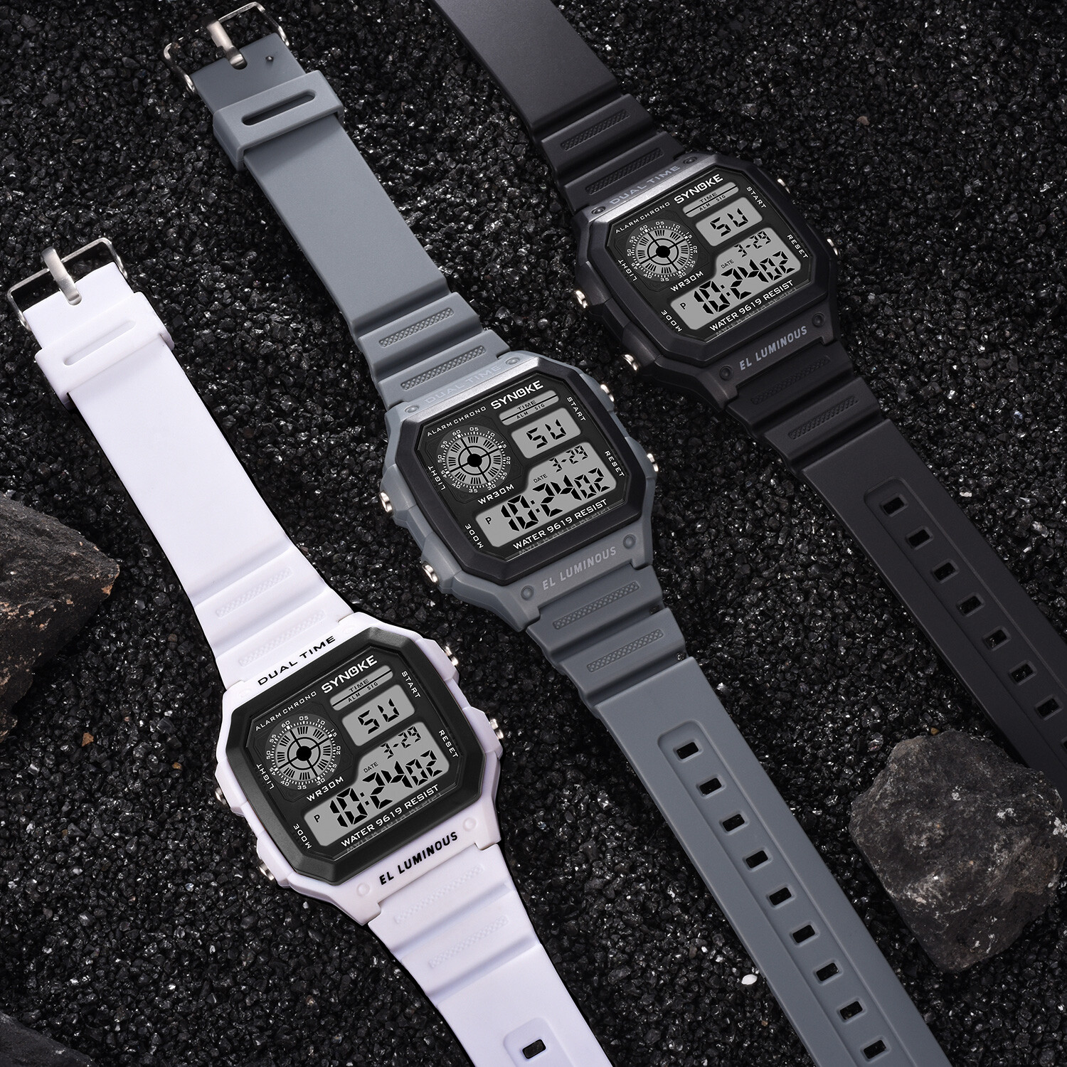 Army Green Mens Digital Watch Multifunction Waterproof Casual Wristwatch Sports