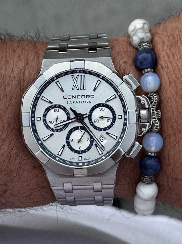 Rare Concord Saratoga Automatic Chronograph 43mm Full Set Ref. 0320449