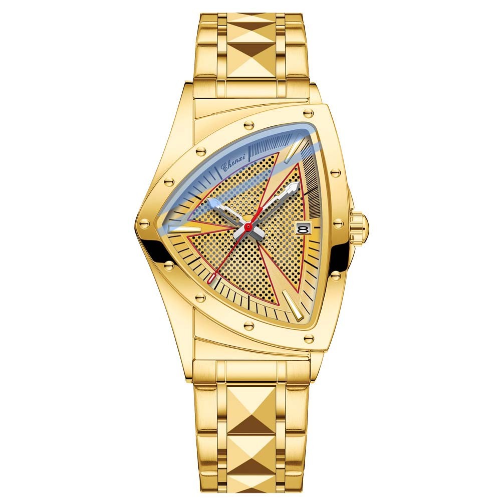 CHENXI Men Quartz Watch Triangle Silver Steel Watch for Male Business Wristwatch