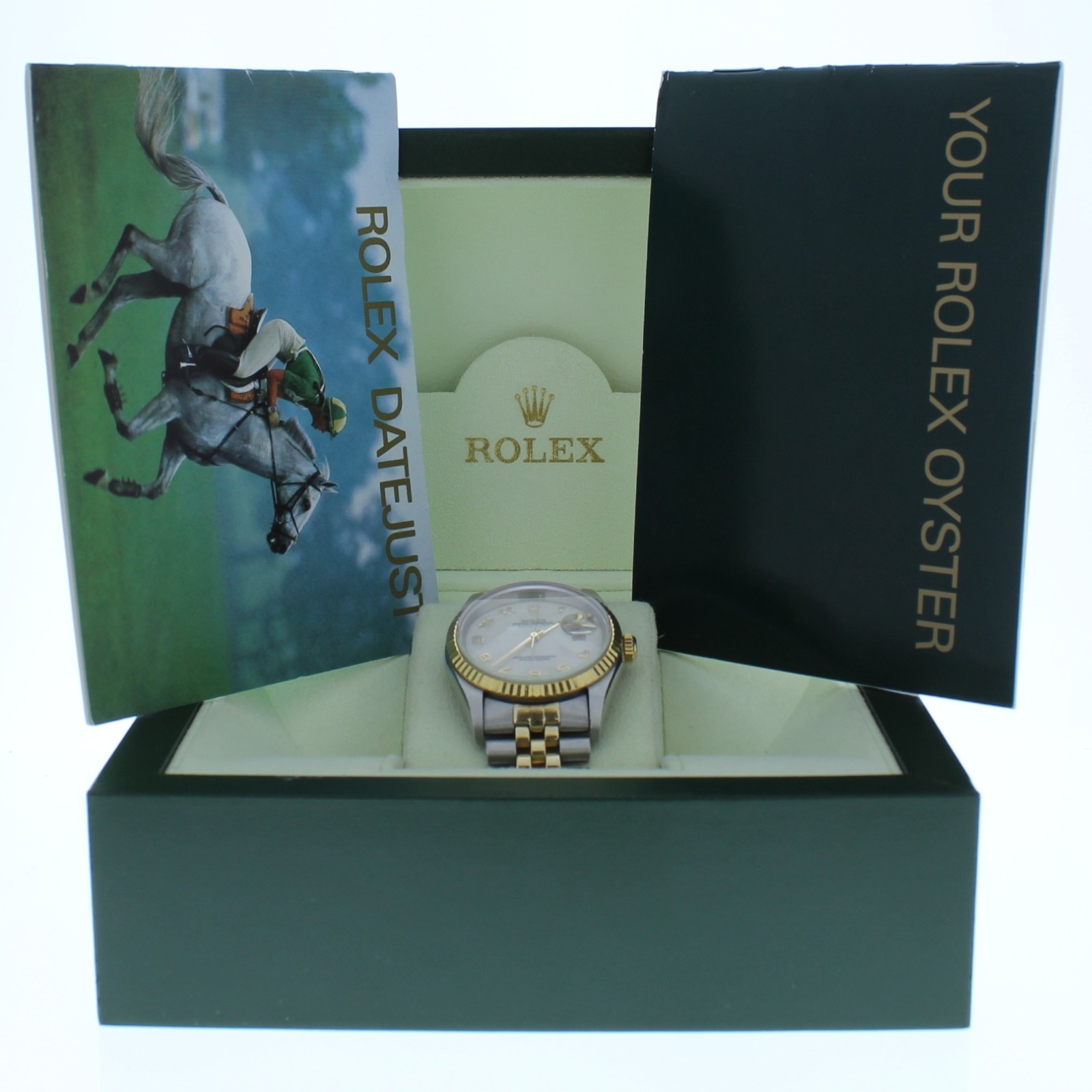 Rolex Datejust 36mm 16013 Ivory Arabic Dial Jubilee Bracelet Box Booklet