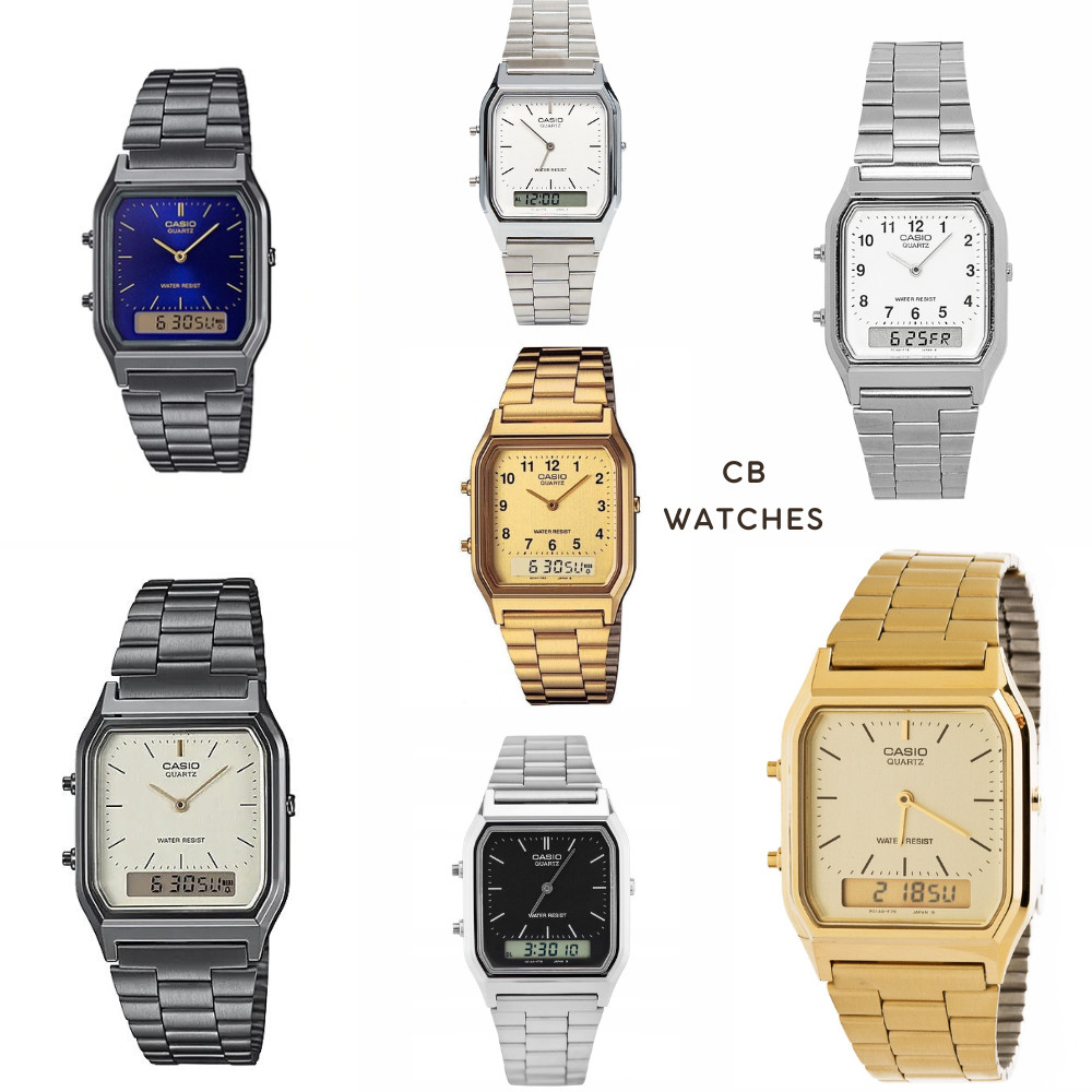 Casio AQ-230 Men’s Vintage Analog Digital Combi Bracelet Stainless Watch AQ230