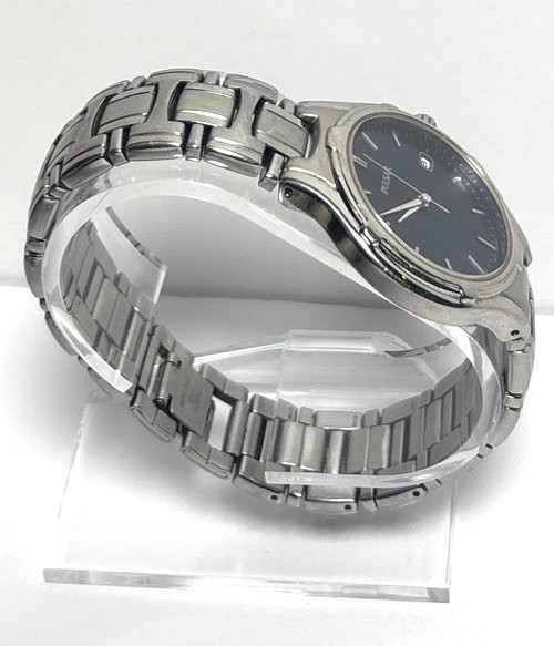 Mens Pulsar Casual Dress Watch Thin Case With New Battery Blue Dial – Cleaned