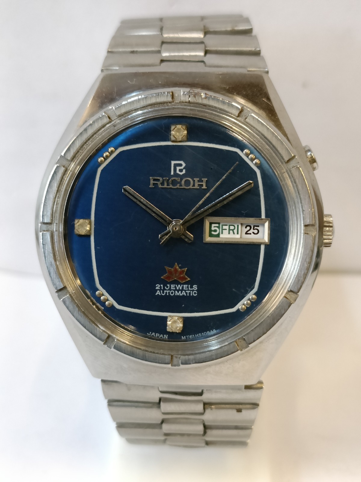 RICOH 21J AUTOMATIC BLUE DIAL 061565AA JAPAN MEN’S WORKING CONDITION