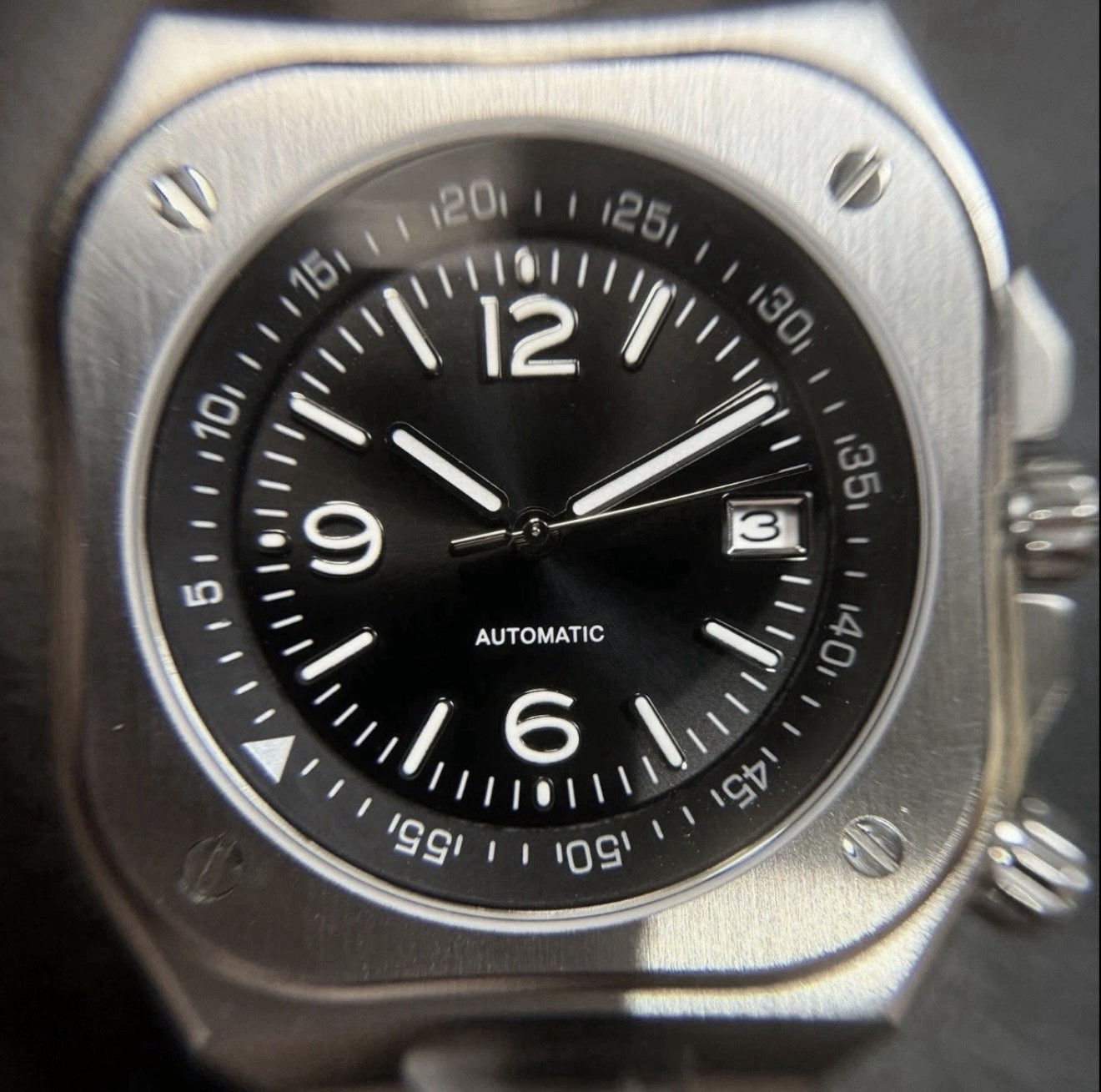 Custom 42mm B&R Square Style Black Dial Mod Watch w/ NH35 Automatic Movement