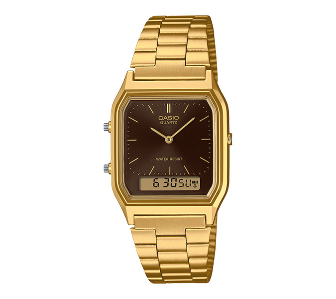 Casio Collection AQ-230GA-5A Unisex Watch NEW Silver Stainless Steel Band