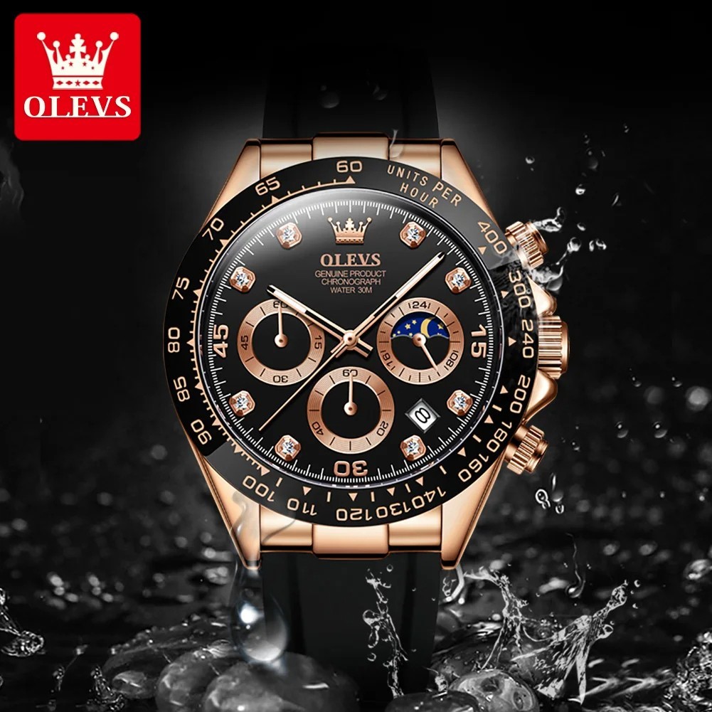 Waterproof Watch OLEVS Quartz Luxury Business Luminous Date Men Men’s Strap