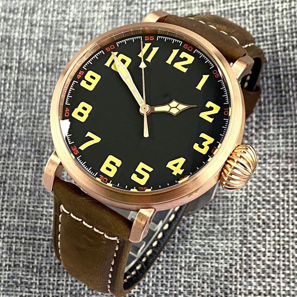 46.5mm Tandorio CUSN8 Solid Bronze Black Dial NH35A PT5000 Automatic Men Watch