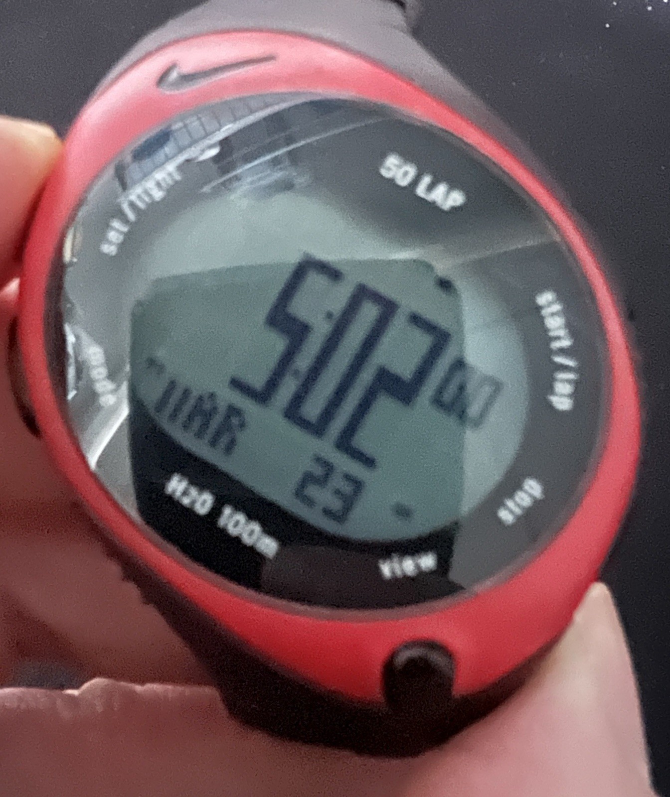 Nike Triax Speed Digital Watch 39mm Pink & Purple Bowerman WR0082 50 Lap Works